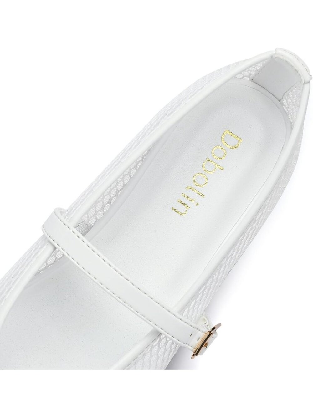 Women's Black Comfortable Round Toe Buckle Strap Breathable Mesh Design Flats - Picture 6 of 6